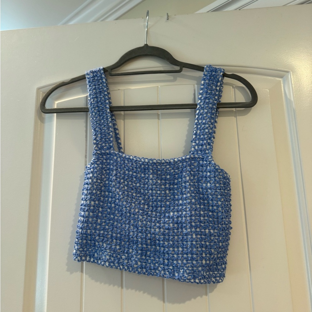 Zara Blue Textured Tank Top